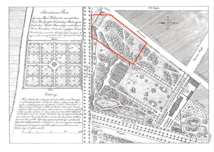 Erbgroßherzogliches Palais - Gartenplan WEinbrennerzeit